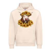 Sandshell hereford cow with sunflowers Urban Hoodie - RanaPortraitStore