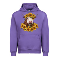 Tulip hereford cow with sunflowers Urban Hoodie - RanaPortraitStore