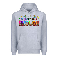 Heather Grey you are enough Premium Hoodie - Zillion Design Studio