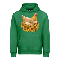 Emerald chicken with sunflowers Urban Hoodie - RanaPortraitStore