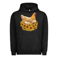 Pigment Black chicken with sunflowers Urban Hoodie - RanaPortraitStore