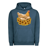 Pigment Midnight Navy chicken with sunflowers Urban Hoodie - RanaPortraitStore