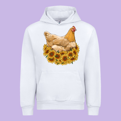 Chicken With Sunflowers Urban Hoodie Designed By Ranaportraitstore