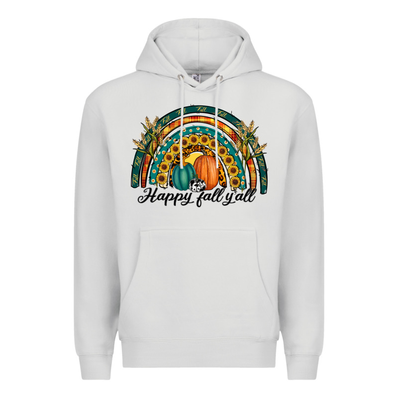 Happy Fall Y'all Rainbow Premium Hoodie by RanaPortraitStore | Teevron