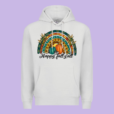Happy Fall Y'all Rainbow Premium Hoodie Designed By Ranaportraitstore