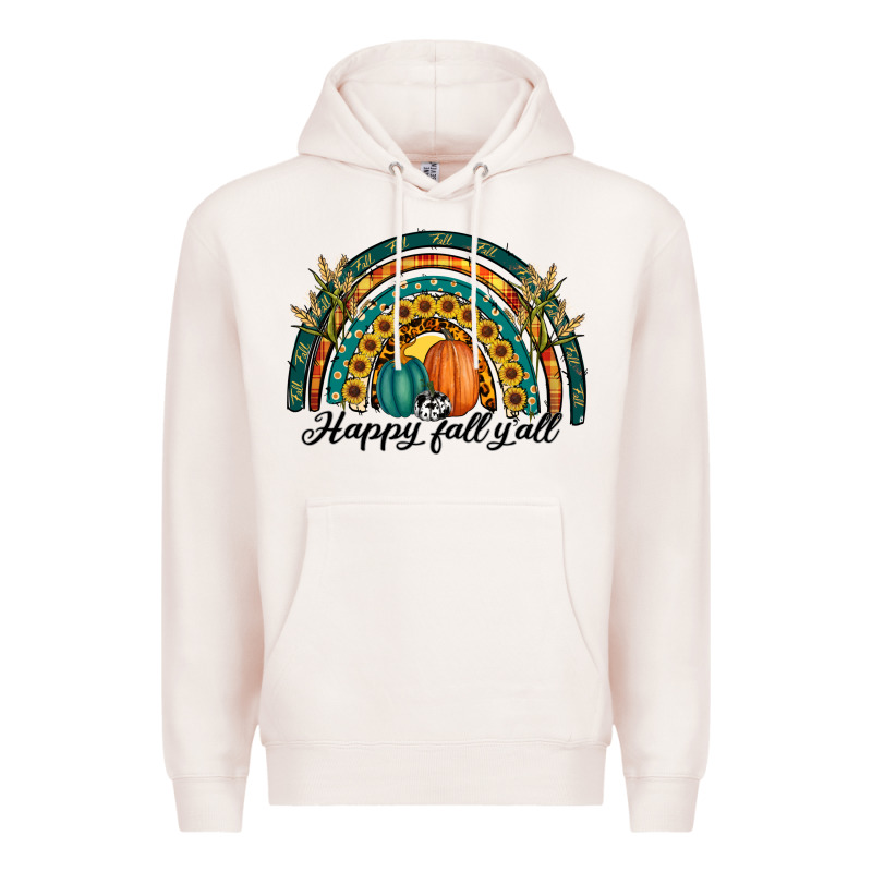 Happy Fall Y'all Rainbow Premium Hoodie by RanaPortraitStore | Teevron