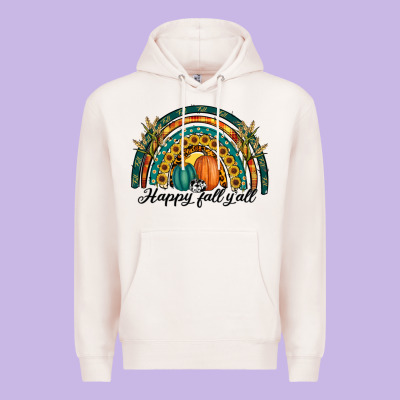 Happy Fall Y'all Rainbow Premium Hoodie Designed By Ranaportraitstore