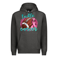 Charcoal Heather Tackle Cancer Football Premium Hoodie - texasbilliewilder