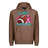 Chestnut Tackle Cancer Football Premium Hoodie - texasbilliewilder