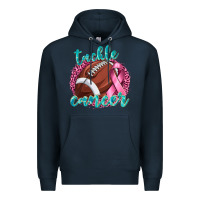 Navy Tackle Cancer Football Premium Hoodie - texasbilliewilder
