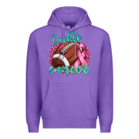 Purple Tackle Cancer Football Premium Hoodie - texasbilliewilder