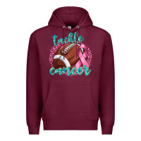 Burgundy Tackle Cancer Football Premium Hoodie - texasbilliewilder