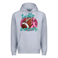 Heather Grey Tackle Cancer Football Premium Hoodie - texasbilliewilder