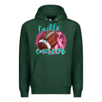 Sports Green Tackle Cancer Football Premium Hoodie - texasbilliewilder