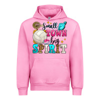 Fuchsia Pink small town big spirit volleyball Urban Hoodie - Zillion Design Studio