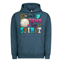 Pigment Midnight Navy small town big spirit volleyball Urban Hoodie - Zillion Design Studio
