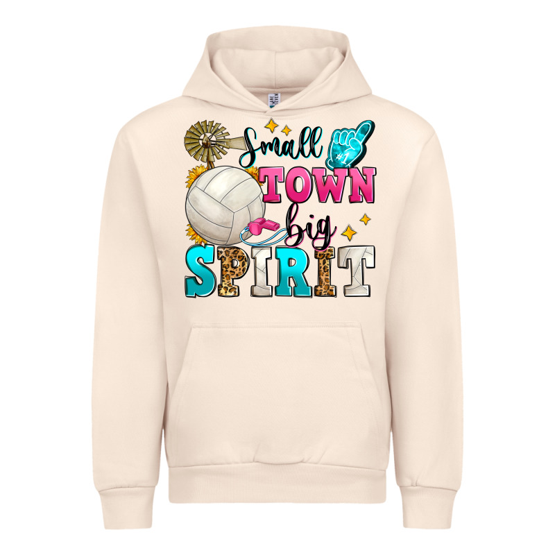 Small Town Big Spirit Volleyball Urban Hoodie by Zillion Design Studio | Teevron