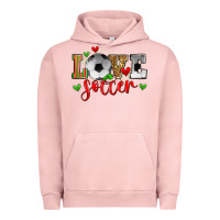 Pigment Salmon love soccer Urban Hoodie - Zillion Design Studio