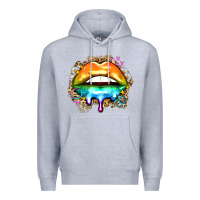 Heather Grey rainbow lips Premium Hoodie - Zillion Design Studio