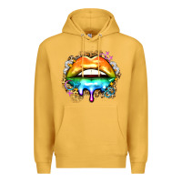 Mustard rainbow lips Premium Hoodie - Zillion Design Studio