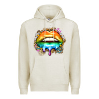 Oatmeal Heather rainbow lips Premium Hoodie - Zillion Design Studio