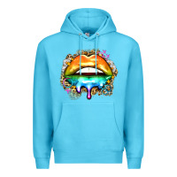 Ocean Blue rainbow lips Premium Hoodie - Zillion Design Studio