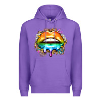 Purple rainbow lips Premium Hoodie - Zillion Design Studio