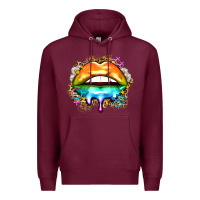 Burgundy rainbow lips Premium Hoodie - Zillion Design Studio