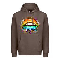 Coffee rainbow lips Premium Hoodie - Zillion Design Studio