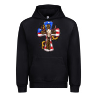 Black american flag cross cow skull sunflowers Urban Hoodie - RanaPortraitStore