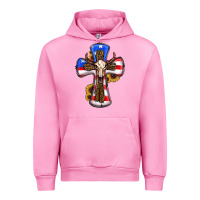 Fuchsia Pink american flag cross cow skull sunflowers Urban Hoodie - RanaPortraitStore