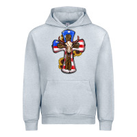 Heather Grey american flag cross cow skull sunflowers Urban Hoodie - RanaPortraitStore