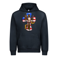Navy american flag cross cow skull sunflowers Urban Hoodie - RanaPortraitStore