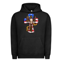 Pigment Black american flag cross cow skull sunflowers Urban Hoodie - RanaPortraitStore