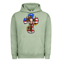 Pigment Oil Green american flag cross cow skull sunflowers Urban Hoodie - RanaPortraitStore