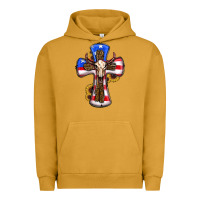 Pigment Peanut Butter american flag cross cow skull sunflowers Urban Hoodie - RanaPortraitStore