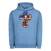Pigment Pebble Blue american flag cross cow skull sunflowers Urban Hoodie - RanaPortraitStore