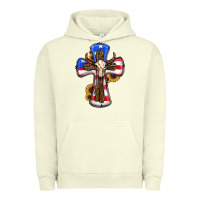 Pigment Pistachio american flag cross cow skull sunflowers Urban Hoodie - RanaPortraitStore