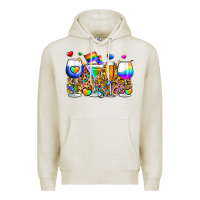 Oatmeal Heather pride wine cups Premium Hoodie - Zillion Design Studio