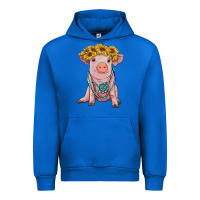 Cobalt sunflower pig with gemstone Urban Hoodie - RanaPortraitStore