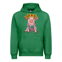 Emerald sunflower pig with gemstone Urban Hoodie - RanaPortraitStore