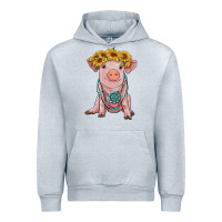 Heather Grey sunflower pig with gemstone Urban Hoodie - RanaPortraitStore