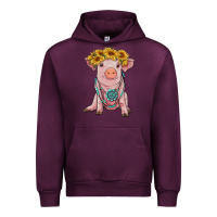 Mauve Wine sunflower pig with gemstone Urban Hoodie - RanaPortraitStore