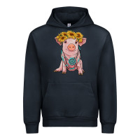 Navy sunflower pig with gemstone Urban Hoodie - RanaPortraitStore