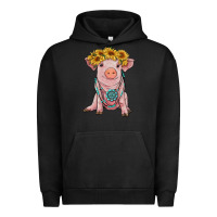Pigment Black sunflower pig with gemstone Urban Hoodie - RanaPortraitStore