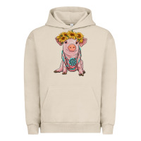 Pigment French Oak sunflower pig with gemstone Urban Hoodie - RanaPortraitStore