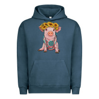 Pigment Midnight Navy sunflower pig with gemstone Urban Hoodie - RanaPortraitStore