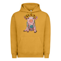 Pigment Peanut Butter sunflower pig with gemstone Urban Hoodie - RanaPortraitStore