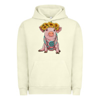 Pigment Pistachio sunflower pig with gemstone Urban Hoodie - RanaPortraitStore