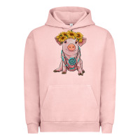 Pigment Salmon sunflower pig with gemstone Urban Hoodie - RanaPortraitStore